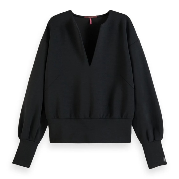 Scotch & Soda Black V-Neck Top - Picture 1 of 4